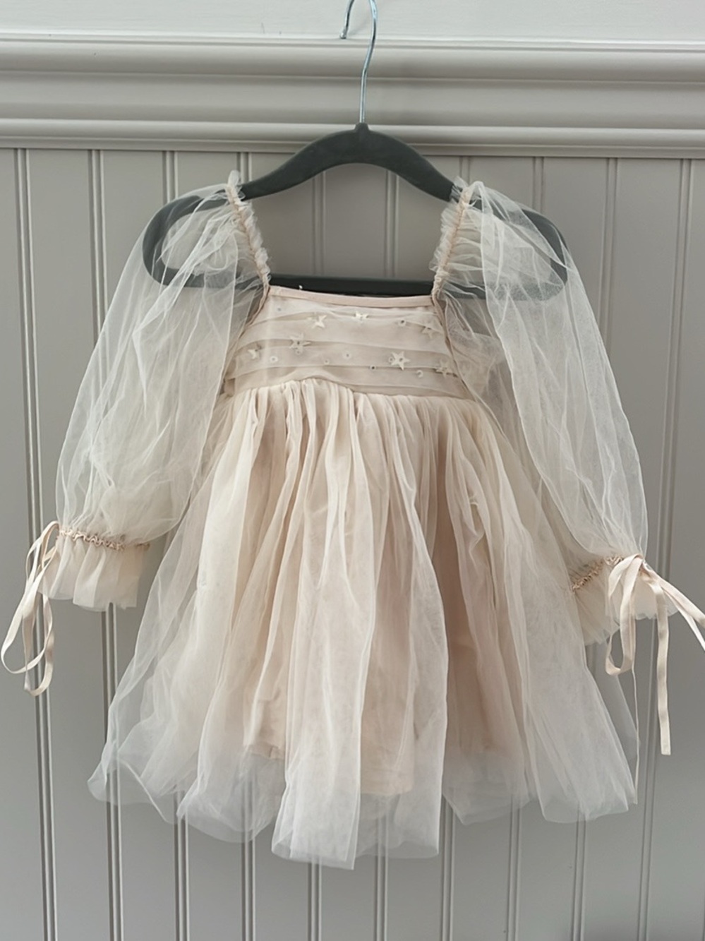 Marias Sky Tulle Dress with Puff Sleeves